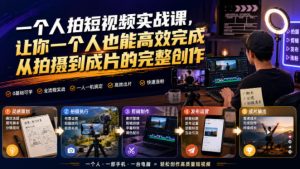 一个人拍短视频实战课，让你一个人也能高效完成从拍摄到成片的完整创作-优创圈