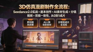 3D仿真漫剧制作全流程:Seedance2.0实战×剧本创作×AI素材生成×分镜视频×剪辑一致性,从0到1成片-优创圈