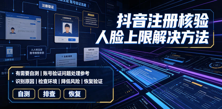 抖音注册核验人脸上限解决方法，有需要自测-优创圈