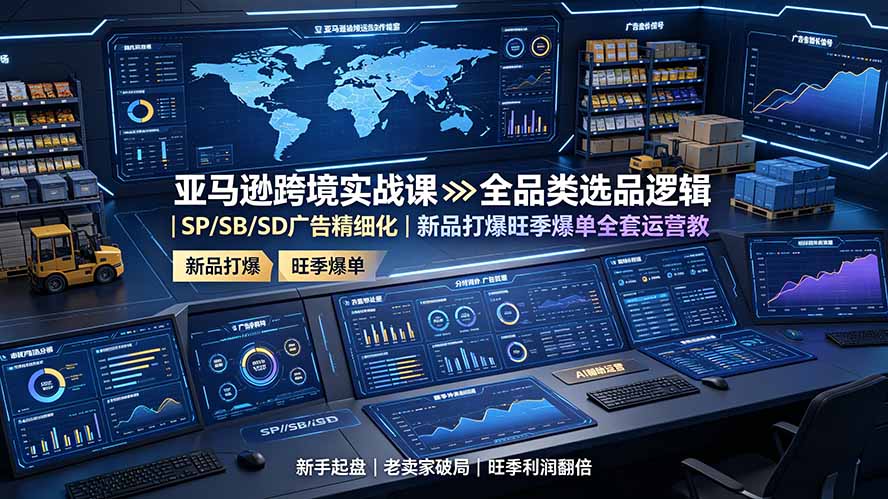 亚马逊跨境实战课:全品类选品逻辑|SP/SB/SD广告精细化|新品打爆旺季爆单全套运营教程-优创圈