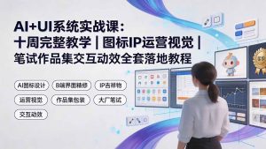 AI+UI系统实战课:十周完整教学|图标IP运营视觉|笔试作品集交互动效全套落地教程-优创圈