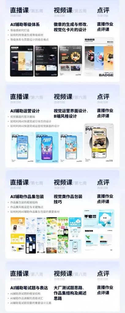 AI+UI系统实战课:十周完整教学|图标IP运营视觉|笔试作品集交互动效全套落地教程-优创圈