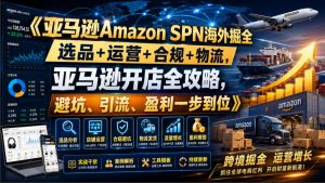 亚马逊Amazon SPN海外掘全,选品+运营+合规+物流,亚马逊开店全攻略,避坑、引流、盈利一步到位-优创圈
