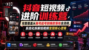 抖音短视频进阶训练营,完整覆盖从账号起号到爆款落地全流程,系统化拆解短视频变现核心逻辑-优创圈