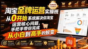 淘宝金牌运营实操班,从0开始系统解决你淘宝运营核心问题,手把手带你完成从小白到高手的蜕变(2026年7月)-优创圈