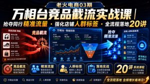 老火电商03期・万相台竞品截流实战课|抢夺同行精准流量・强化店铺人群标签・全流程落地20讲-优创圈