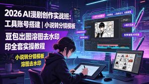 2026AI漫剧创作实战班:工具账号搭建|小说转分镜模板|豆包出图溶图去水印全套实操教程-优创圈