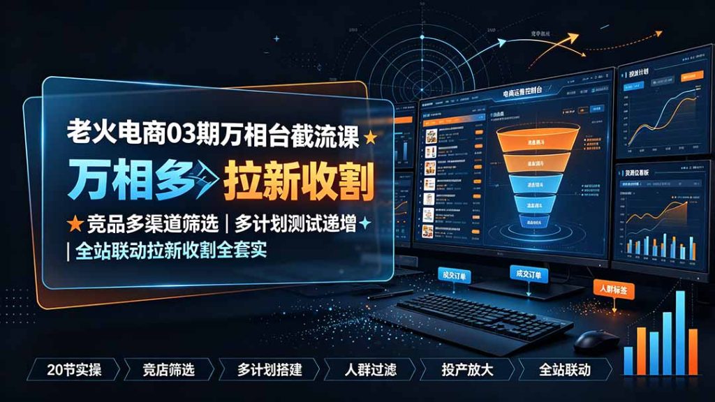 老火电商03期万相台截流课:竞品多渠道筛选|多计划测试递增|全站联动拉新收割全套实操教学-优创圈
