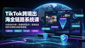 TikTok跨境出海全链路系统课-2026年7月:AI自动化内容|批量矩阵起号|蓝海选品回款全链路出海实操课程-优创圈