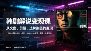 抖音270W粉丝博主亲授韩剧解说课:文案×剪辑×选片×版权×BGM×AU配音×封面×独家签约,零基础到变现-优创圈
