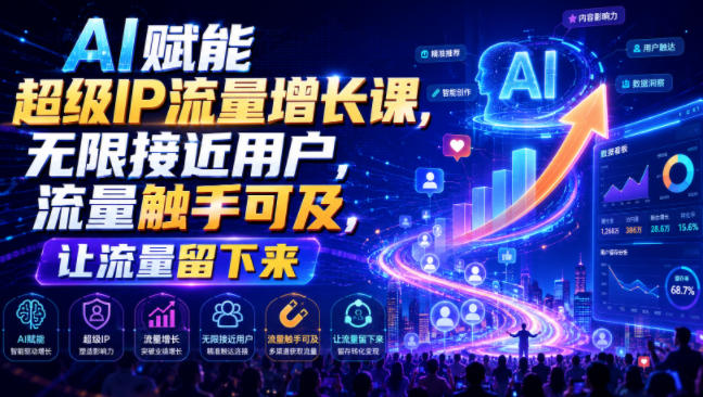 AI赋能超级IP流量增长课,无限接近用户,流量触手可及,让流量留下来-优创圈