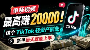 单条视频最高赚 20000!这个 TikTok 轻资产副业,新手当天就能上手-优创圈