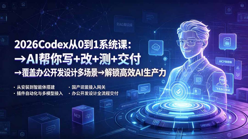 2026Codex从0到1系统课:→AI帮你写+改+测+交付→覆盖办公开发设计多场景→解锁高效AI生产力-优创圈