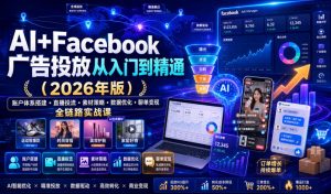 AI+Facebook广告投放从入门到精通(2026年版)|账户体系搭建・直播投流・素材策略・数据优化・聊单变现全链路实战课-优创圈