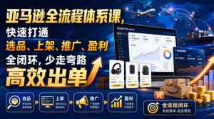亚马逊全流程体系课,快速打通选品、上架、推广、盈利全闭环,少走弯路高效出单-优创圈
