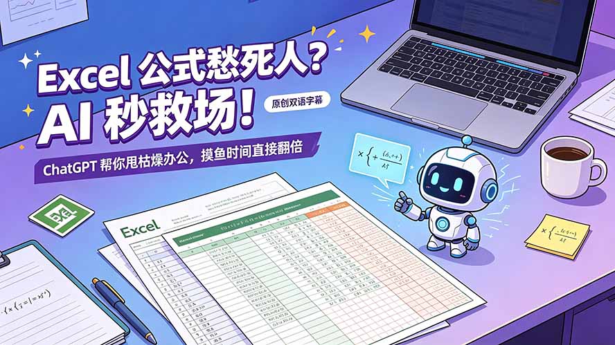 Excel 公式愁死人?AI 秒救场!ChatGPT 帮你甩枯燥办公,摸鱼时间直接翻倍【原创双语字幕】-优创圈
