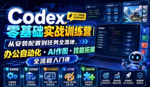 Codex零基础实战训练营|从安装配置到任务全落地,办公自动化・AI作图・技能拓展全流程入门课-优创圈