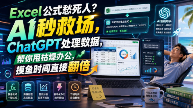 Excel公式愁死人？AI秒救场，ChatGPT处理数据，帮你甩枯燥办公，摸鱼时间直接翻倍【原创双语字幕】-优创圈
