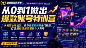 从0到1做出爆款账号特训营，从底层心法出发，教你像素级拆解热门视频，打造能持续出流量的个人账号-优创圈