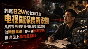 抖音82W粉丝博主的电视剧深度解说课,从内容创作到账号运营变现全流程,做精选解说,冲平台独家签约,快速走上高收益路线-优创圈