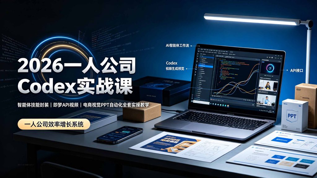 2026一人公司Codex实战课◆智能体技能封装|即梦API视频|电商视觉PPT自动化全套实操教学-优创圈