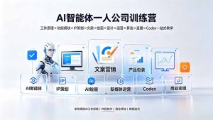 AI智能体一人公司训练营:工作原理×功能模块×IP策划×文案×绘画×设计×运营×算法×直播×Codex一站式教学-优创圈