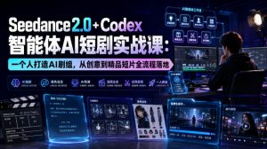 Seedance2.0+Codex智能体AI短剧实战课:一个人打造AI剧组,从创意到精品短片全流程-优创圈