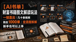 【AI书单】财富书籍图文解读玩法,一键直出,几十条视频,跑出1000单,全流程拆解,新手也可以上手-优创圈