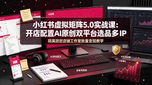 小红书虚拟矩阵5.0实战课:开店配置|AI原创|双平台选品|多IP隔离|测怼店铺工作室批量变现实操教学-优创圈