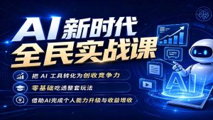 AI新时代全民实战课,把 AI 工具转化为创收竞争力,零基础吃透整套玩法,借助AI完成个人能力升级与收益增收。-优创圈