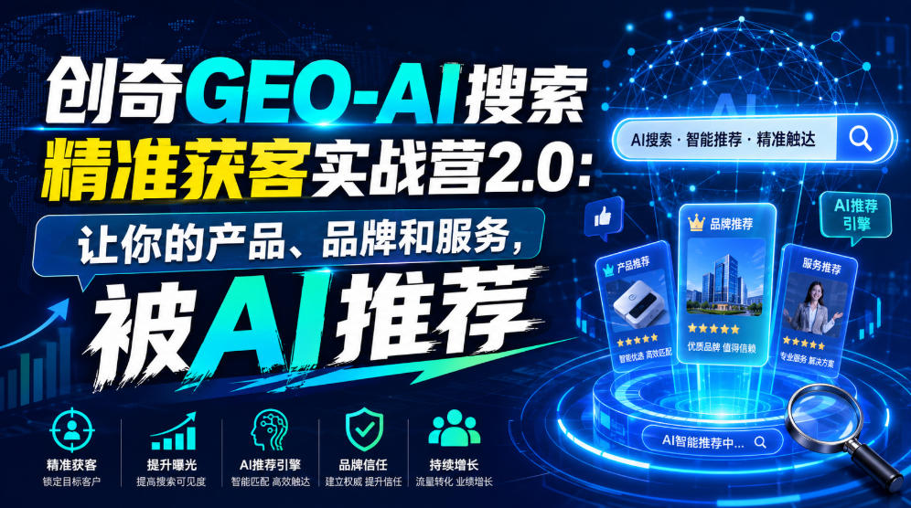 创奇GEO-AI搜索精准获客实战营2.0:让你的产品、品牌和服务,被AI推荐-优创圈