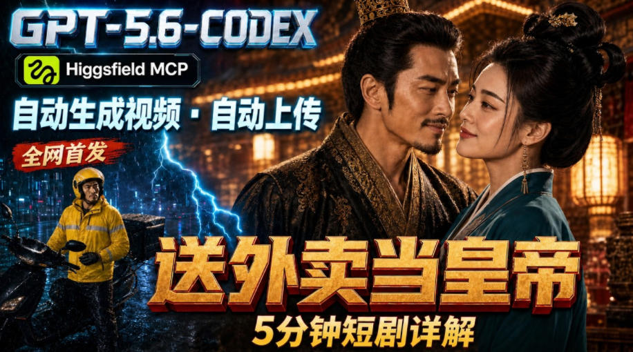 GPT-5.6 Codex+Higgsfield MCP:一条指令生成5分钟短剧并自动上传YouTube(油管)-优创圈