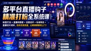 多平台直播钩子精准打粉全系统课|标签打法+直播间搭建+全套话术+私域导流+直播切片闭环,告别无效流量,让精准顾客找上门!-优创圈