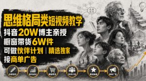 人性思维格局类短视频教学,抖音20W博主亲授,橱窗带货6W件,可做伙伴计划、精选独家、接商单广告-优创圈