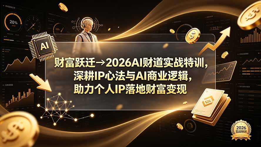 财富跃迁→2026AI财道实战特训,深耕IP心法与AI商业逻辑,助力个人IP落地财富变现-优创圈