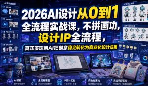 2026AI设计从0到1全流程实战课，不拼画功，设计IP全流程，真正实现用AI把创意稳定转化为商业化设计成果-优创圈