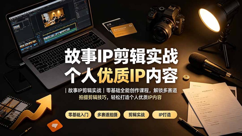 故事IP剪辑实战|零基础全能创作课程,解锁多赛道拍摄剪辑技巧,轻松打造个人优质IP内容-优创圈