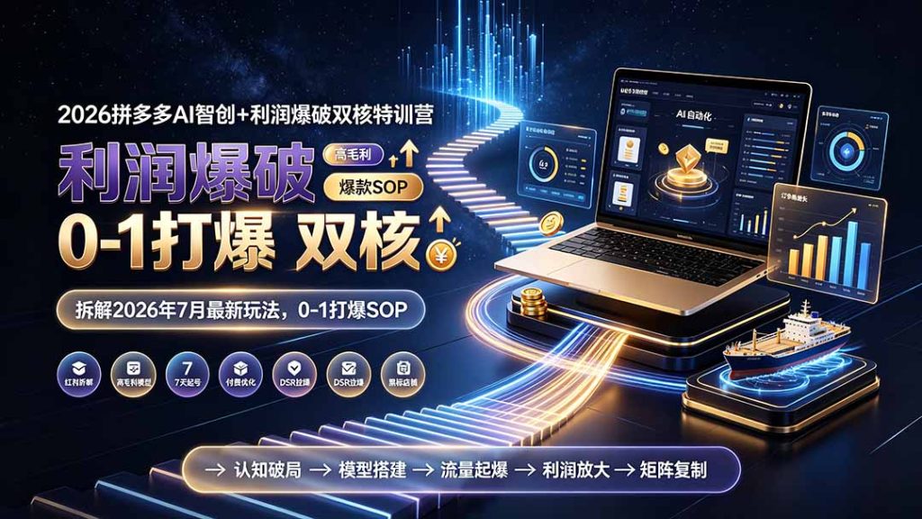 2026拼多多AI智创+利润爆破双核特训营-更新:拆解2026年7月最新玩法,0-1打爆SOP-优创圈