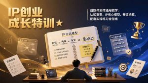 IP创业成长特训★自媒体实体通用教学：认知重塑、IP核心模型、赛道拆解、配套实操练习全指南-优创圈
