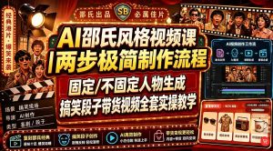 AI邵氏风格视频课|两步极简制作流程,固定/不固定人物生成,搞笑段子带货视频全套实操教学-优创圈