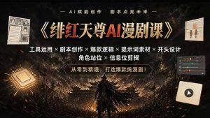 绯红天尊AI漫剧课｜工具运用×剧本创作×爆款逻辑×提示词素材×开头设计×角色站位×信息位剪辑-优创圈