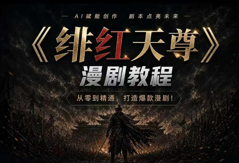 绯红天尊AI漫剧系统教程|从零入门到精通,工具运用+剧本创作+爆款逻辑+提示词素材+镜头剪辑,全套爆款漫剧落地实战课-优创圈