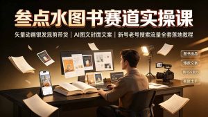 叁点水图书赛道实操课|矢量动画银发混剪带货,AI图文封面文案,新号老号搜索流量全套落地教程-优创圈