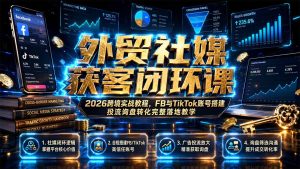 外贸社媒获客闭环课|2026跨境实战教程,FB与TikTok账号搭建投流询盘转化完整落地教学-优创圈