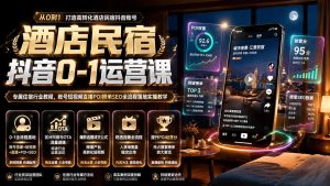 酒店民宿抖音0-1运营课|专属住宿行业教程,账号短视频直播POI榜单SEO全流程落地实操教学-优创圈