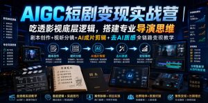 AIGC短剧变现实战营|吃透影视底层逻辑,搭建专业导演思维,剧本创作+视听分镜+AI成片剪辑+去AI质感全链路变现教学-优创圈