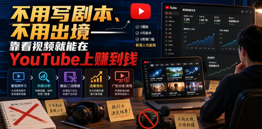 不用写剧本、不用出境——靠看视频就能在YouTube上賺到钱【原创双语字幕】-优创圈