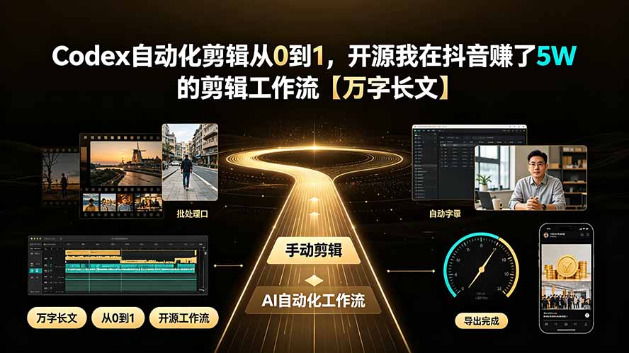 Codex自动化剪辑从0到1,开源我在抖音赚了5W 的剪辑工作流【万字长文】-优创圈