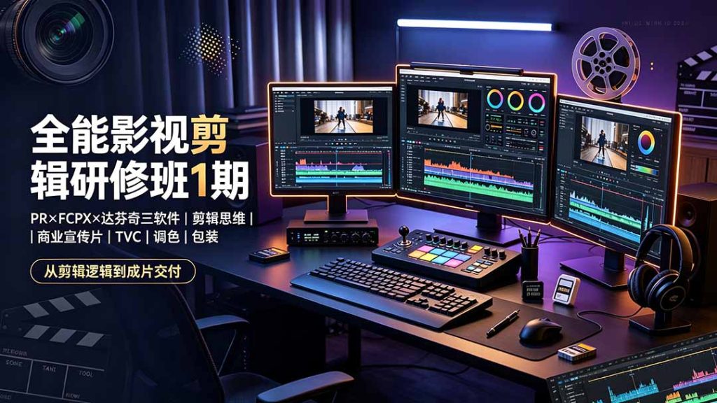 全能影视剪辑研修班1期-无水印:PR×FCPX×达芬奇三软件×剪辑思维×商业宣传片×TVC×调色×包装,全链路系统课-优创圈