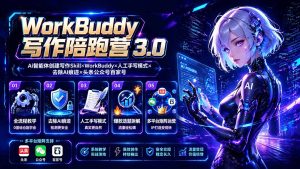 WorkBuddy写作陪跑营3.0-更新:Ai智能体创建写作Skill×WorkBuddy×人工手写模式×去除AI痕迹×头条公众号百家号-优创圈